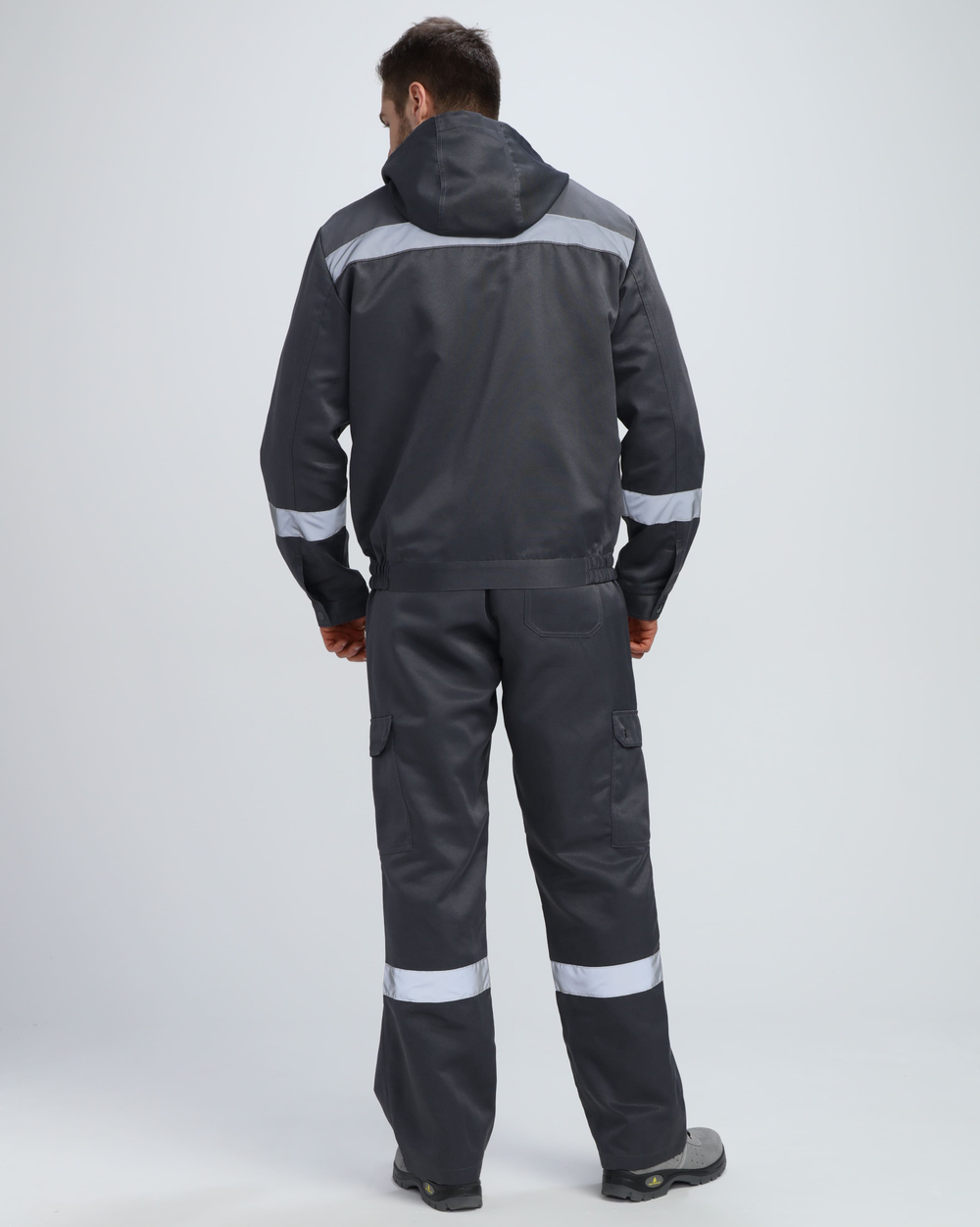 Костюм Нейч-2 СОП с капюшоном (тк.Смесовая,210) п/к, т.серый/св.серый