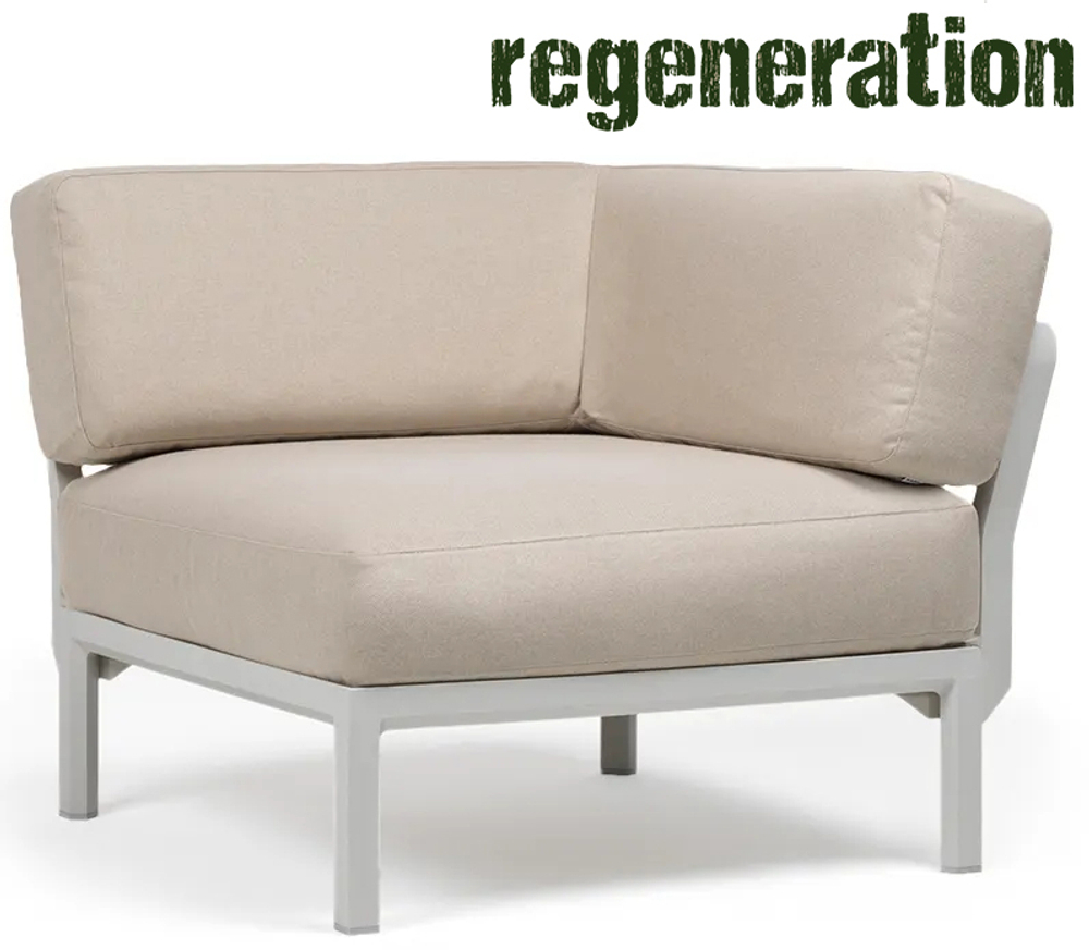 Модуль угловой пластиковый с подушками Nardi Maximo Elemento Angolo, гипс, жемчуг