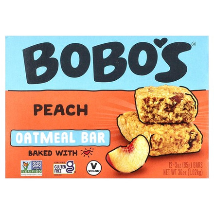 Bobo's Oat Bars, Овсяные батончики с персиком, 12 батончиков, 85 г (3 унции)