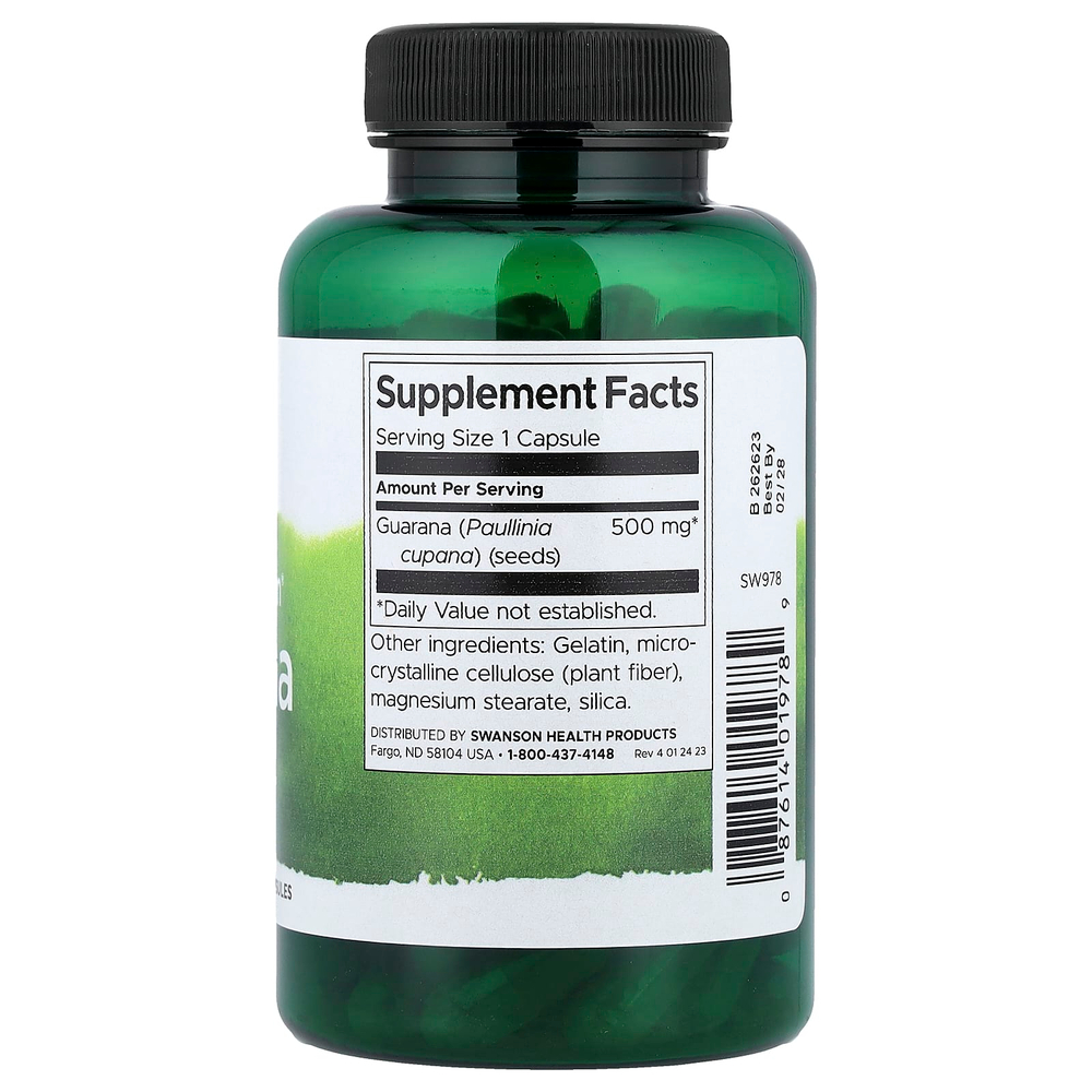 Swanson Vitamins, Full Spectrum®, гуарана, 500 мг, 100 капсул