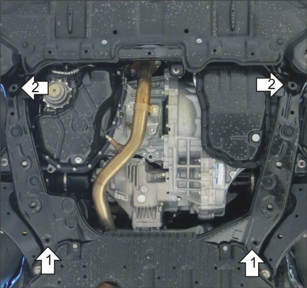 Защита картера Двигателя, КПП. 5 мм, Алюминий. для Toyota Highlander 2014-2020 MOTODOR.32519