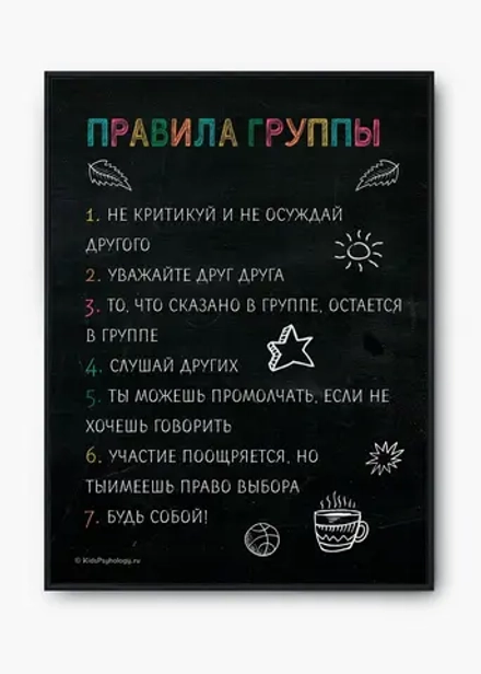 Демонстрационный материал "Правила группы" (школьники)