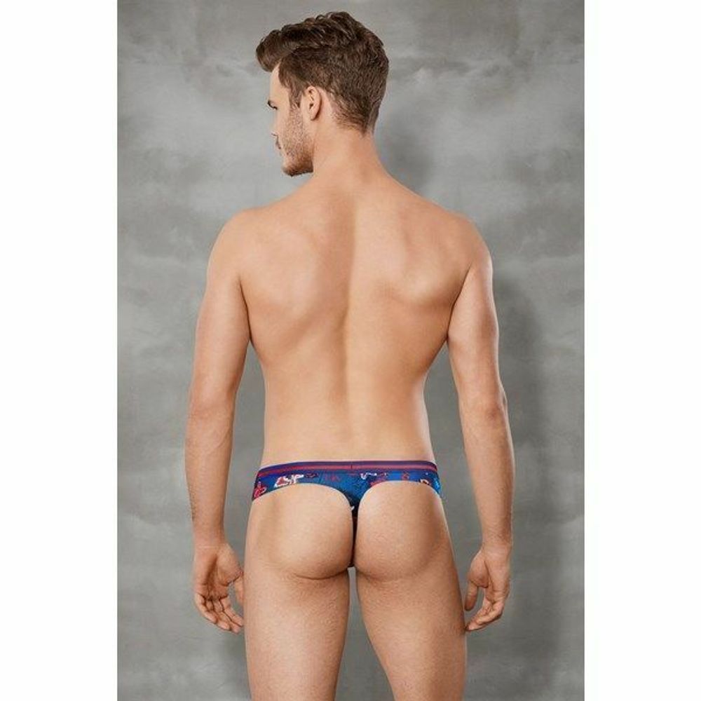 Мужские трусы стринги синие с принтом Doreanse 1268