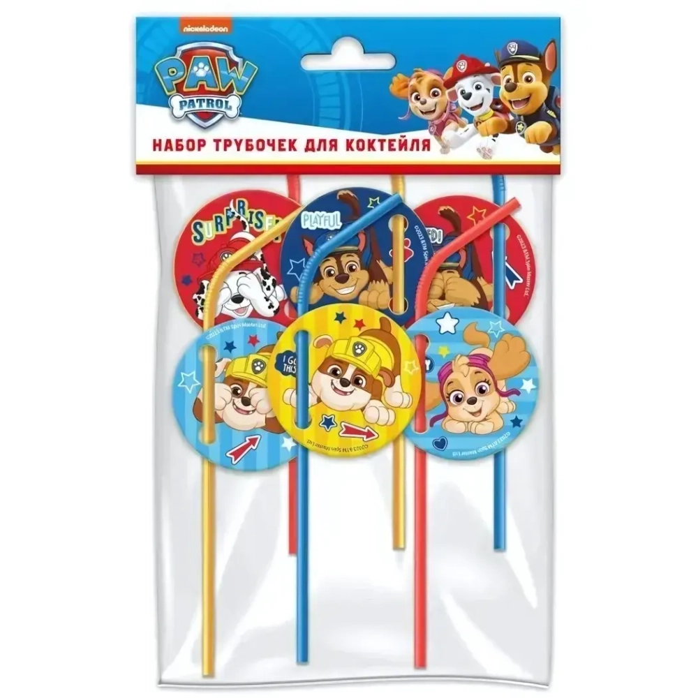 Набор трубочек для коктейля 6шт «Щенячий патруль» синий