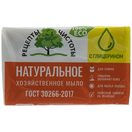 Мыло хозяйственное Рецепты чистоты Натуральное 200 гр