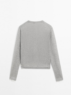 Massimo Dutti Легкий кардиган с эффектом потертости, серый