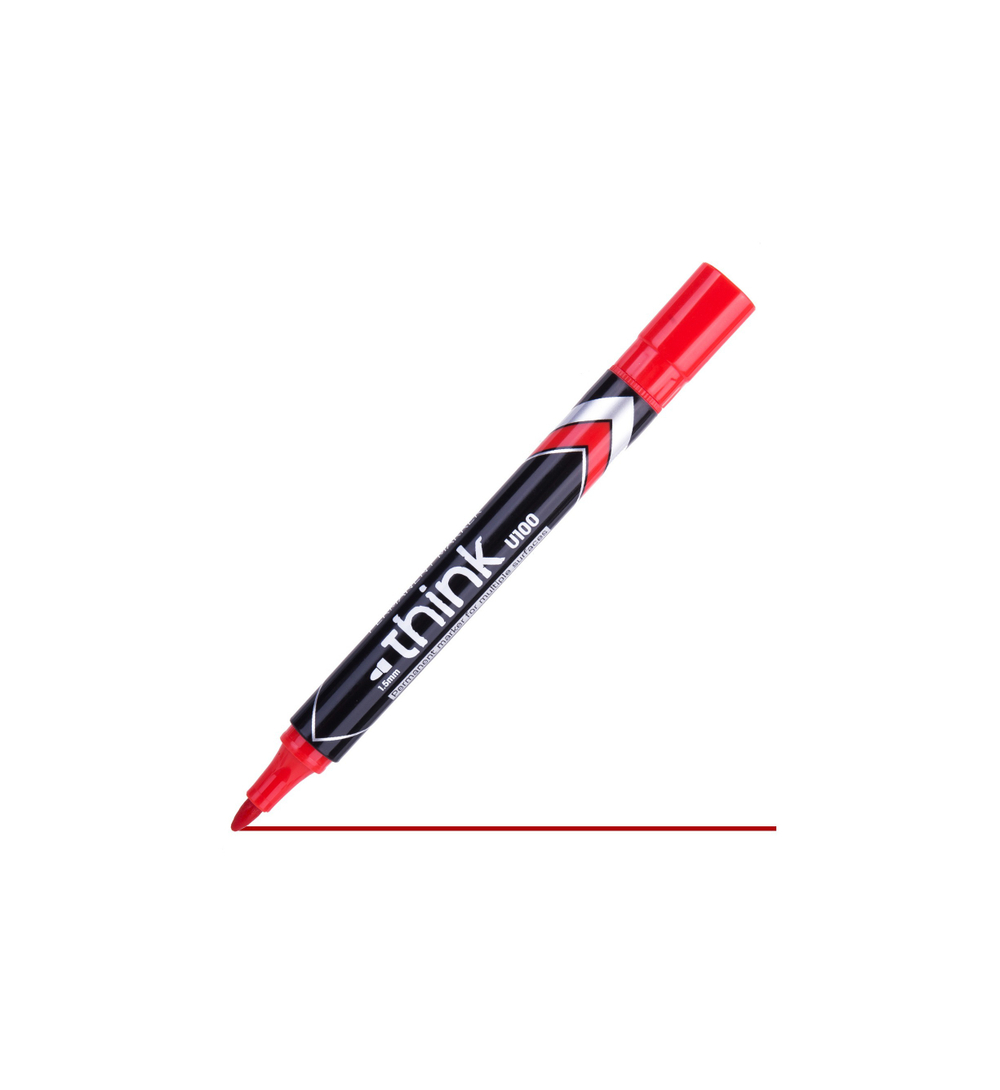 Маркер перманентный 2.0 Deli Think красный круглый пиш. наконечник EU10040