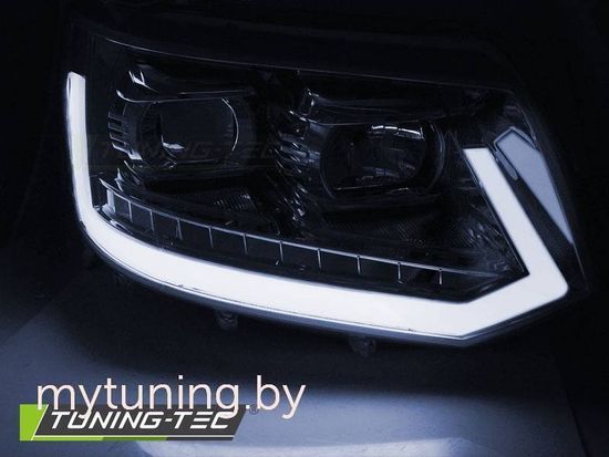 Передние фары Tube Light для Volkswagen T5 (10-15) Dynamic Chrome T6 Look