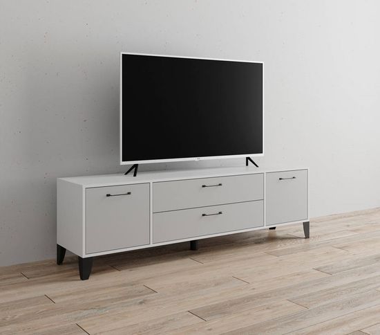 Тумба-ТВ ПАРУС-13 белый / камень серый