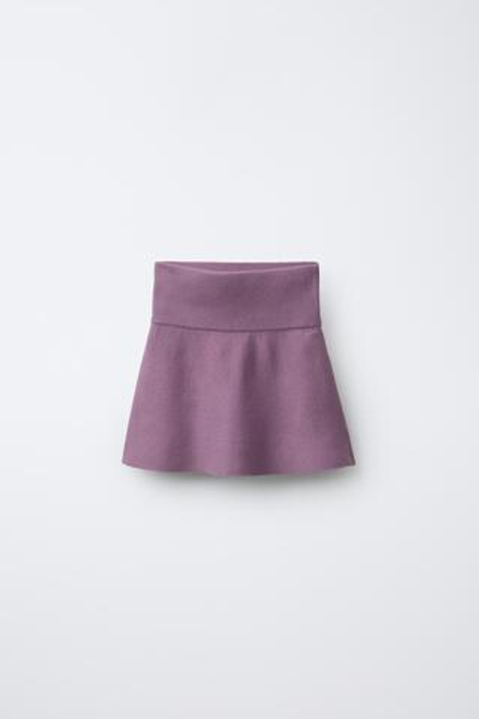 ZARA ТРИКОТАЖНАЯ ЮБКА, ЦВЕТ МАЛЬВЫ