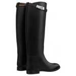 HERMES Jumping Knee high Boots Women"s Black Asia Version