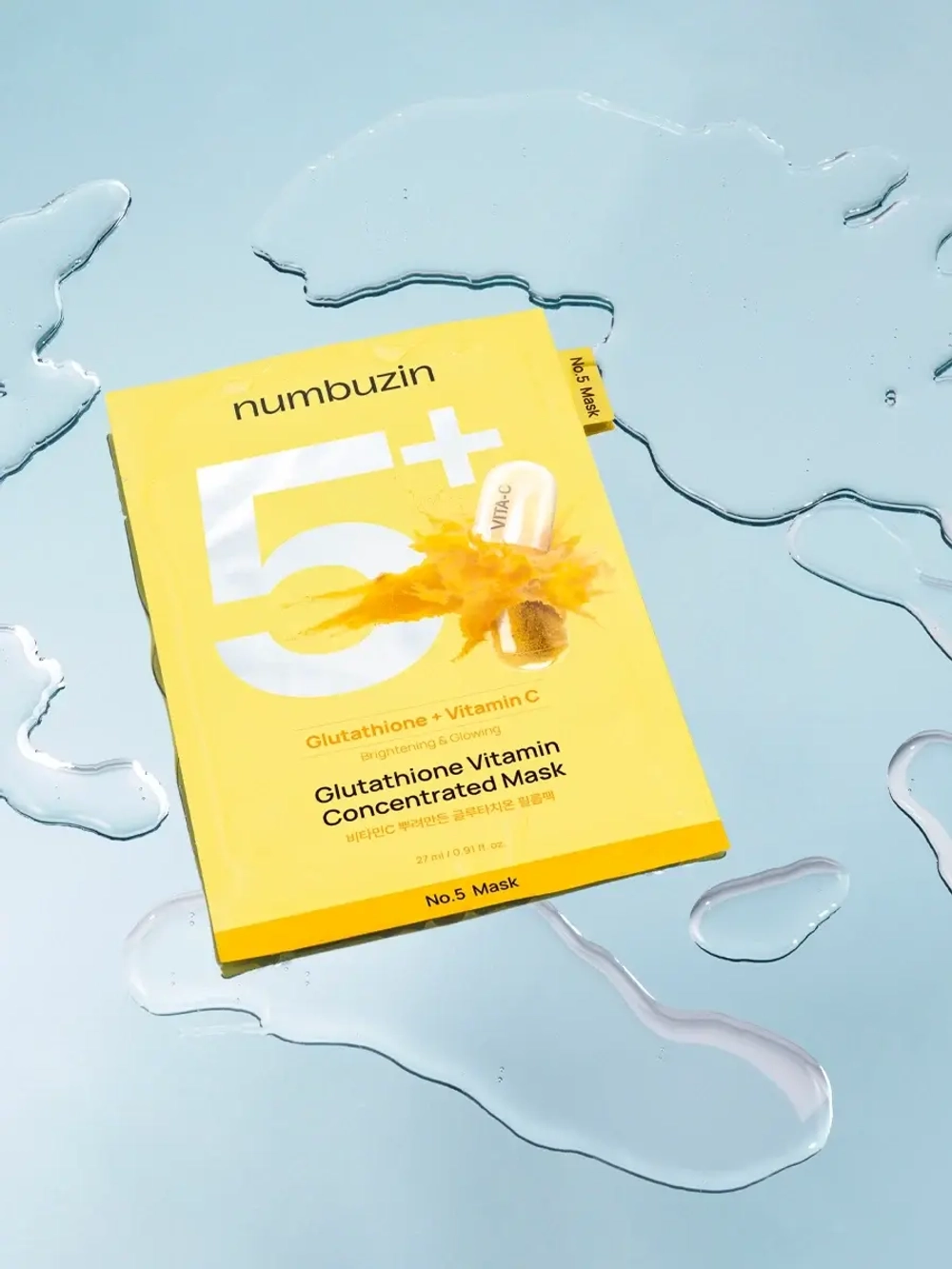 Numbuzin Осветляющая тканевая маска с глутатионом и витамином С для сияния кожи No.5 Glutathione Vitamin Concentrated Mask 27 мл