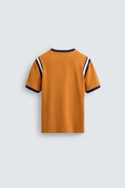 ZARA HARRY LAMBERT X DISNEY КОНТРАСТНАЯ ФУТБОЛКА В РУБЧИК С НАДПИСЬЮ, ОРАНЖЕВЫЙ
