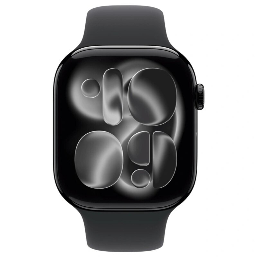 Умные часы Apple Watch Series 11, 46 мм, алюминий цвета «Jet Black», спортивный ремешок "Black", S/M (MEUW4)