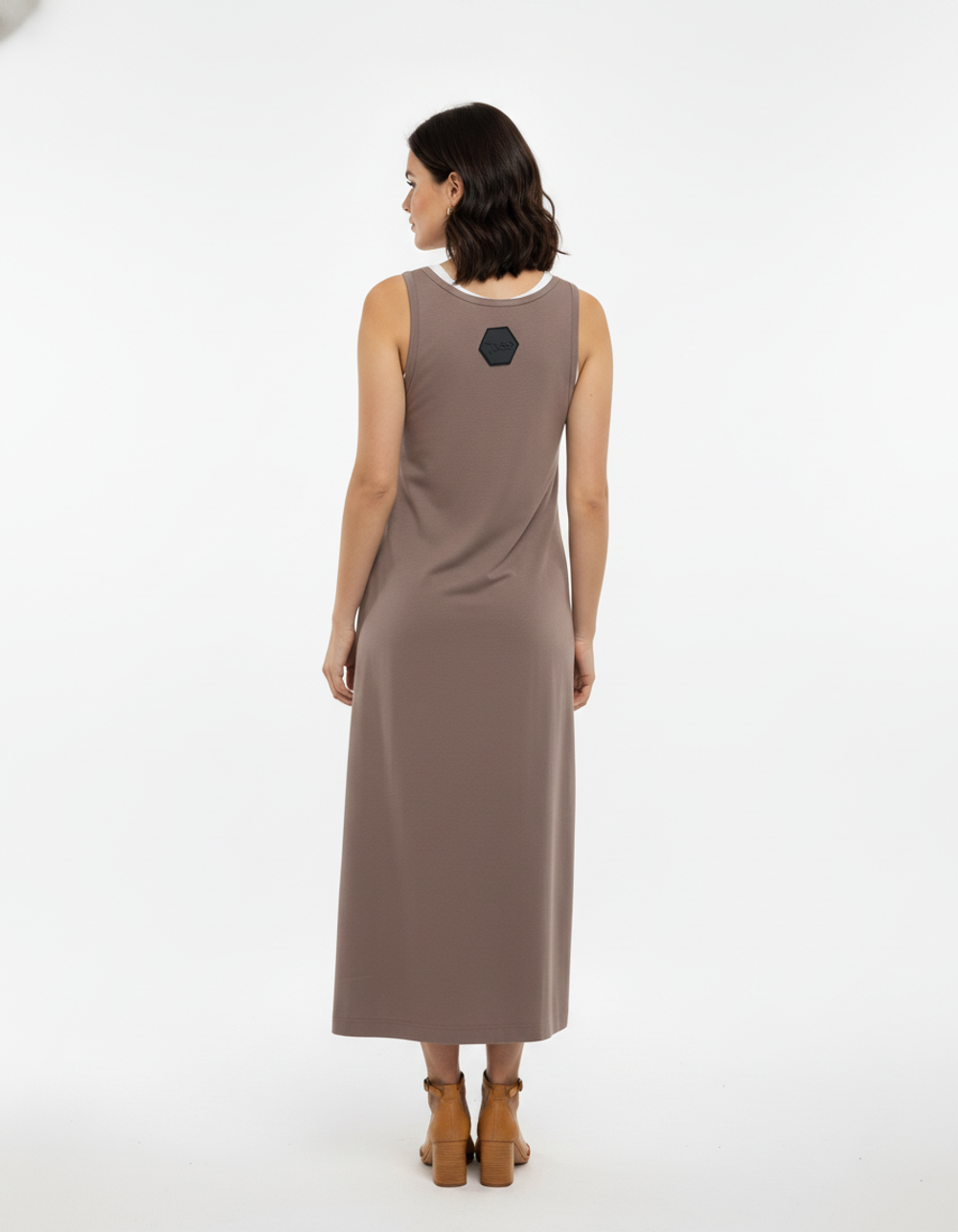 Платье Ритм, цвет мокко/белый