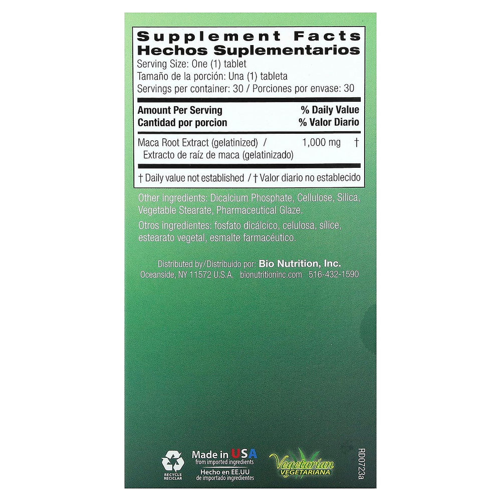 Bio Nutrition, Maca-Max, для мужчин и женщин, 1000 мг, 30 таблеток