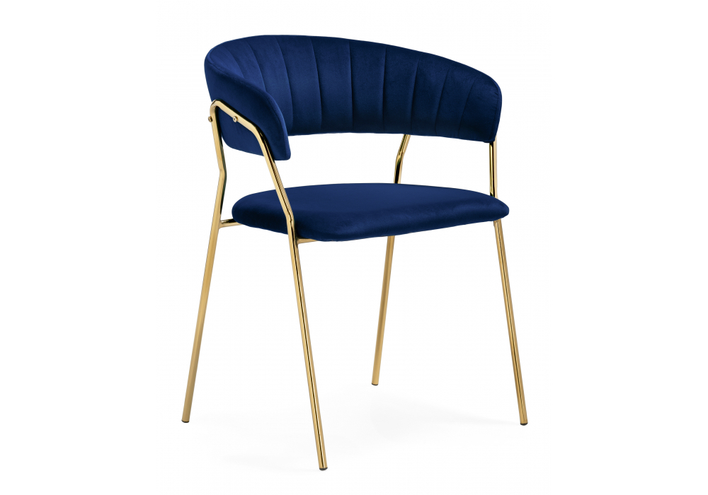 Стул на металлокаркасе Woodville Kamelia 1 dark blue, gold