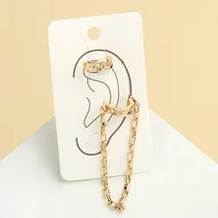 Серьги "Каффы" кручёное с цепочкой, набор 2 шт, цвет золото