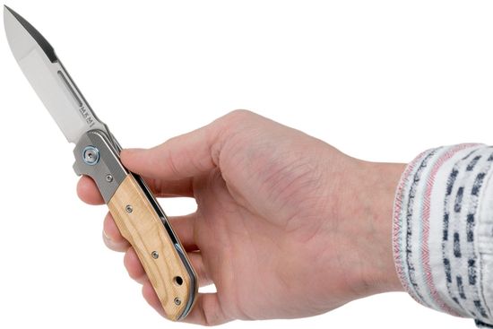 Складной нож MKM "CLAP" MKM/LS01 OT c клинком из стали Böhler M390 Microclean®, рукоять дерево (Олива) / титан