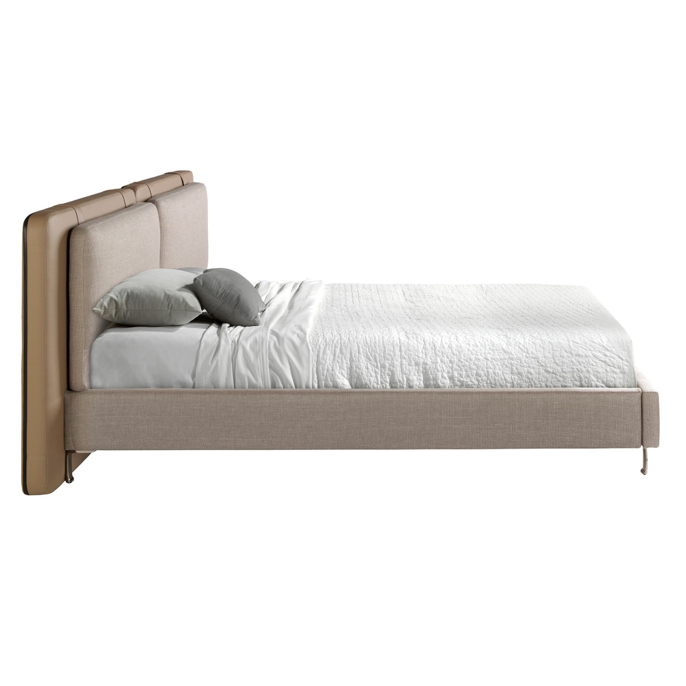 Кровать Angel Cerda 7154/GC2220 из экокожи цвета норки и серой ткани