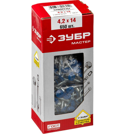 ЗУБР ПШМ-С 8017, 16 х 4.2 мм, шок.-коричн., 500 шт, саморез с пресс-шайбой и сверлом (300211-42-016-8017)