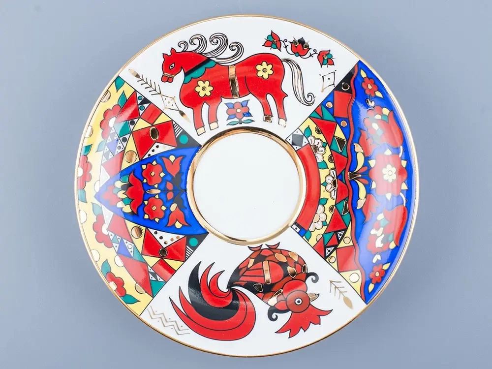 Трехпредметный комплект чайный 230 мл форма Весенняя рисунок Народные узоры арт. 81.18074.00.1