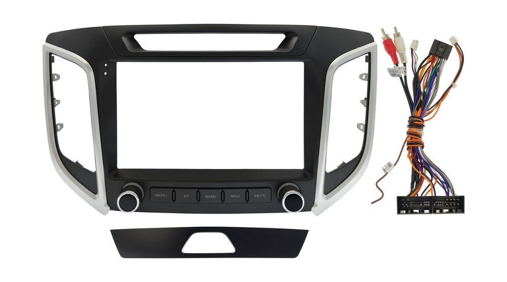 Комплект рамки с разъёмами 9" Hyundai Creta 1 2016-2021 кнопки крутилки(без штатной КЗВ) - Car-Smart 8004K