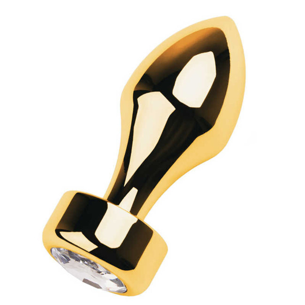 Анальная втулка золотистая с прозрачным кристаллом (Цвет: золотистая с прозрачным)