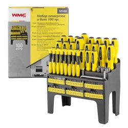 Набор отверток и бит 100пр.,на пластиковом стенде WMC TOOLS WMC-10100