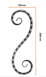 кованый элемент волюта с декором 350х120