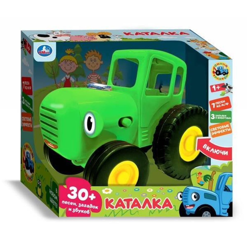 333936/Музыкальная зелёная каталка СИНИЙ ТРАКТОР 30 песен, загадок, звуков.свет.кор.бат. Умка/HT848-