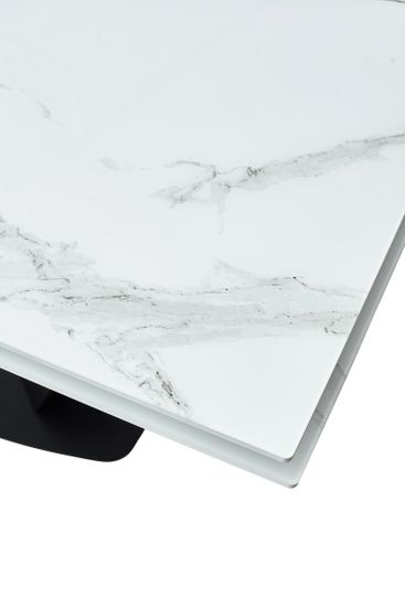 Стол Ниагара 160 БЕЛЫЙ МРАМОР, стекло / ЧЕРНЫЙ
