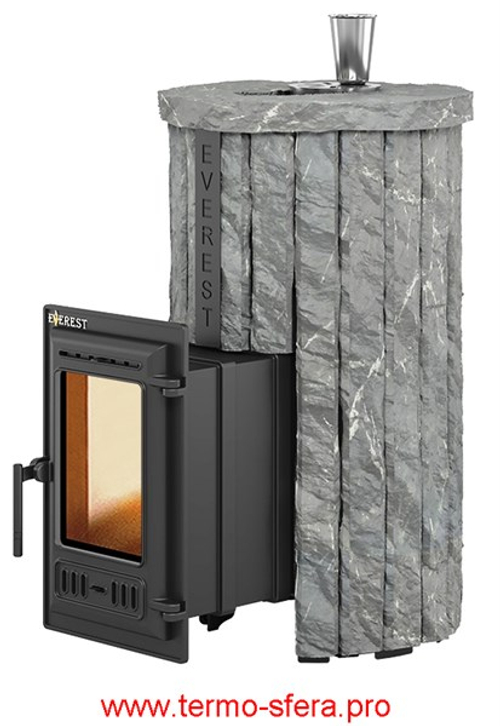 Печь для бани Эверест "Steam Master 18 ЧУГУН" Ламель Рваный камень, S-20