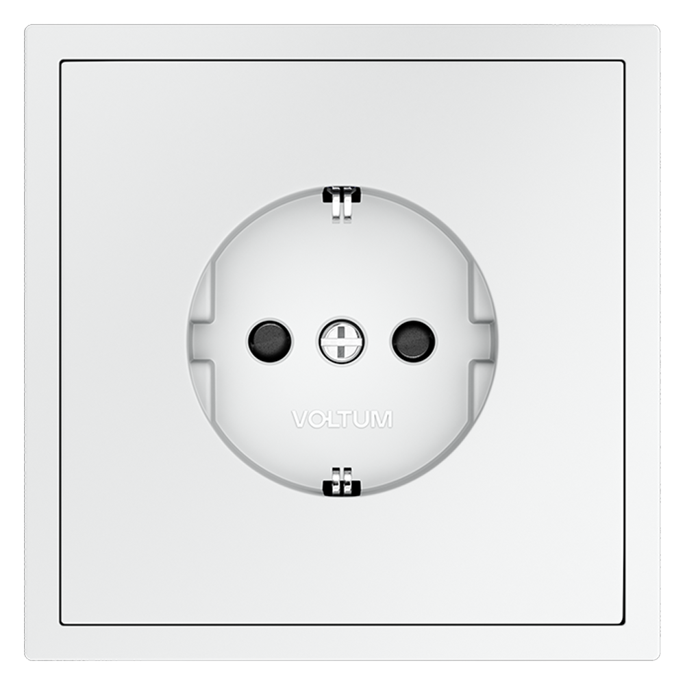 Розетка встраиваемая VOLTUM S70 с заземлением и защитными шторками, 16А, (белый матовый)