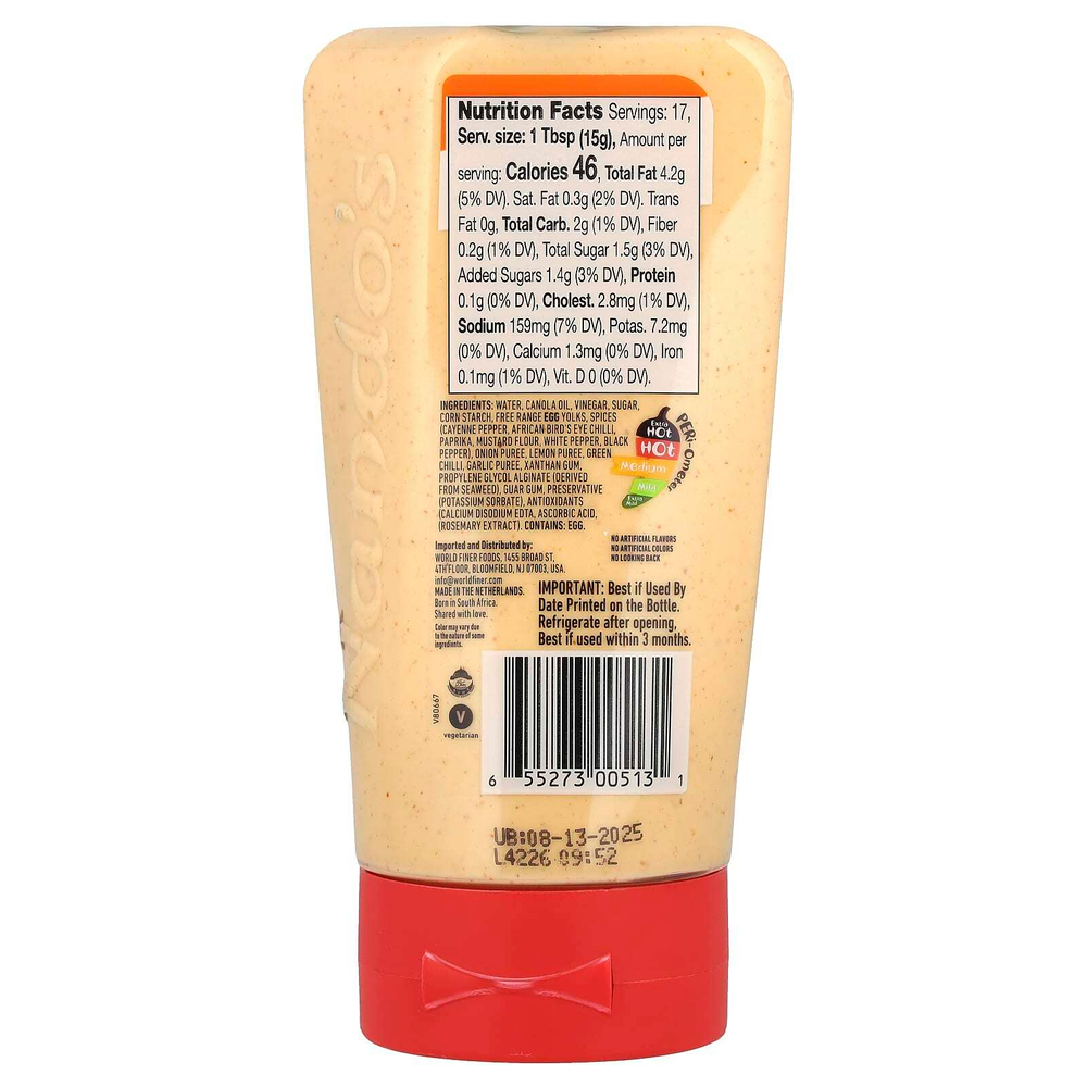 NANDO'S, Perinaise, пикантный и пряный майонез, средний вкус, 255 мл (8,6 жидк. Унции)