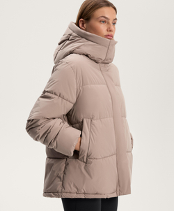 Oysho Водоотталкивающая утепленная куртка Primaloft®, серо-коричневый