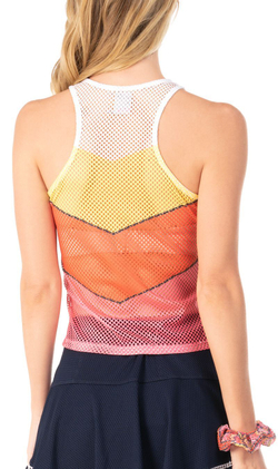 Женский топ теннисный Lucky in Love Palm Island Coco Chevron Tank - guava