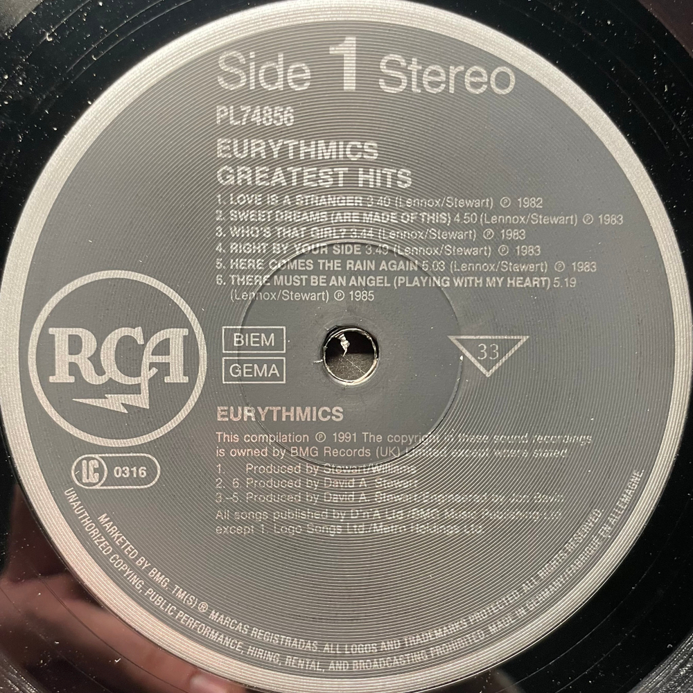 Eurythmics – Greatest Hits (Германия 1991г.)