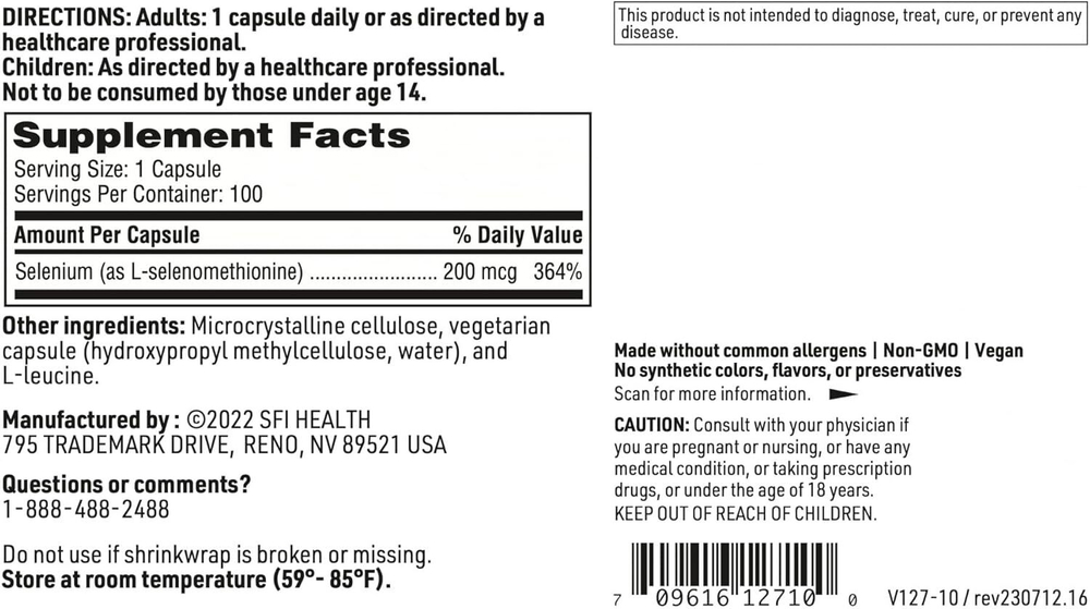 Klaire Labs - Selenomet 200 mcg 100 capsules