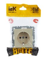 BRITE Розетка 1-местная с заземлением без защитных шторок 16А РС11-1-0-БрКр бежевый IEK