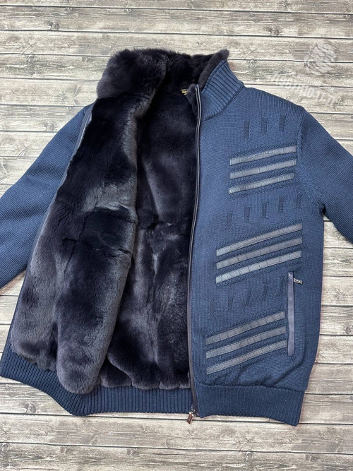 Бомбер с мехом Zilli со вставками кожи крокодила