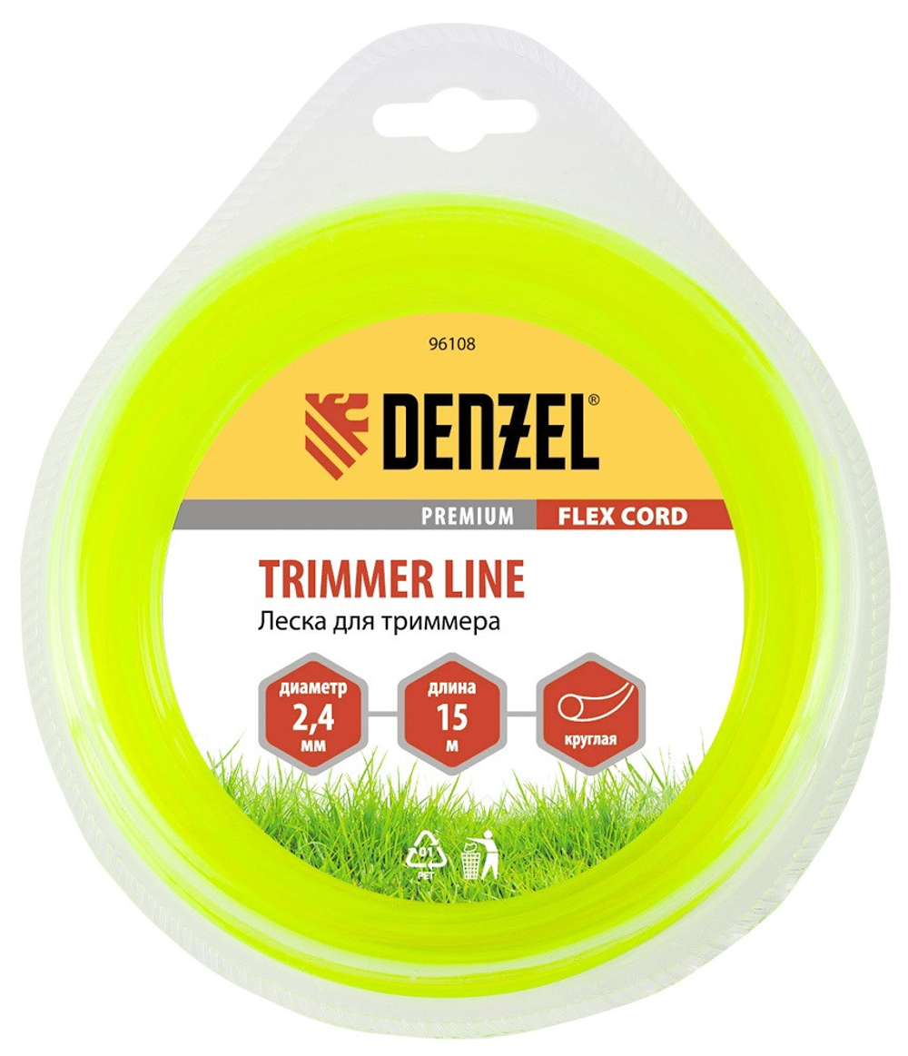 Леска для триммера Denzel 96108 Flex Cord круг 2,4 мм 15 м