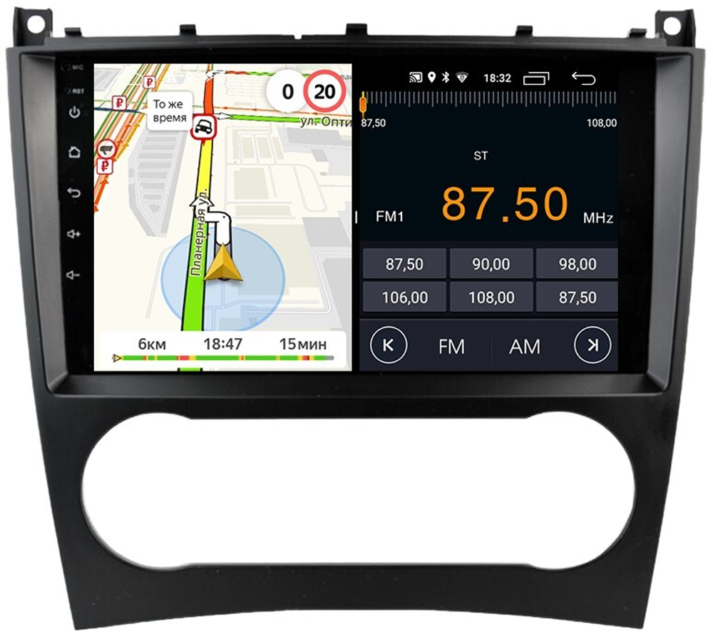 Магнитола для Mercedes-Benz C (W203) 2004-2007 - Parafar PF206FHD на Android 13, 8-ядер, 2Гб+32Гб, CarPlay, 4G SIM-слот