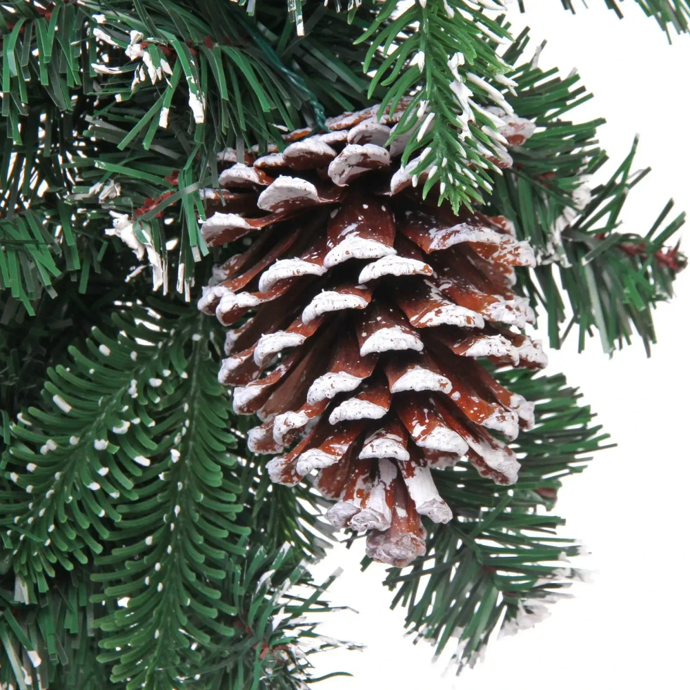 Венок хвойный «Иней» d-60 см, ПВХ, литой ПВХ, шишки, белый иней