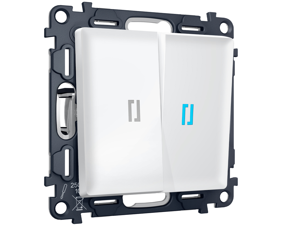 MA124040 Комплект механизма 2-кл проходного выключателя с подсветкой 10000K ALFA Белый матовый QUANT (AP1240, VM120, G29B)