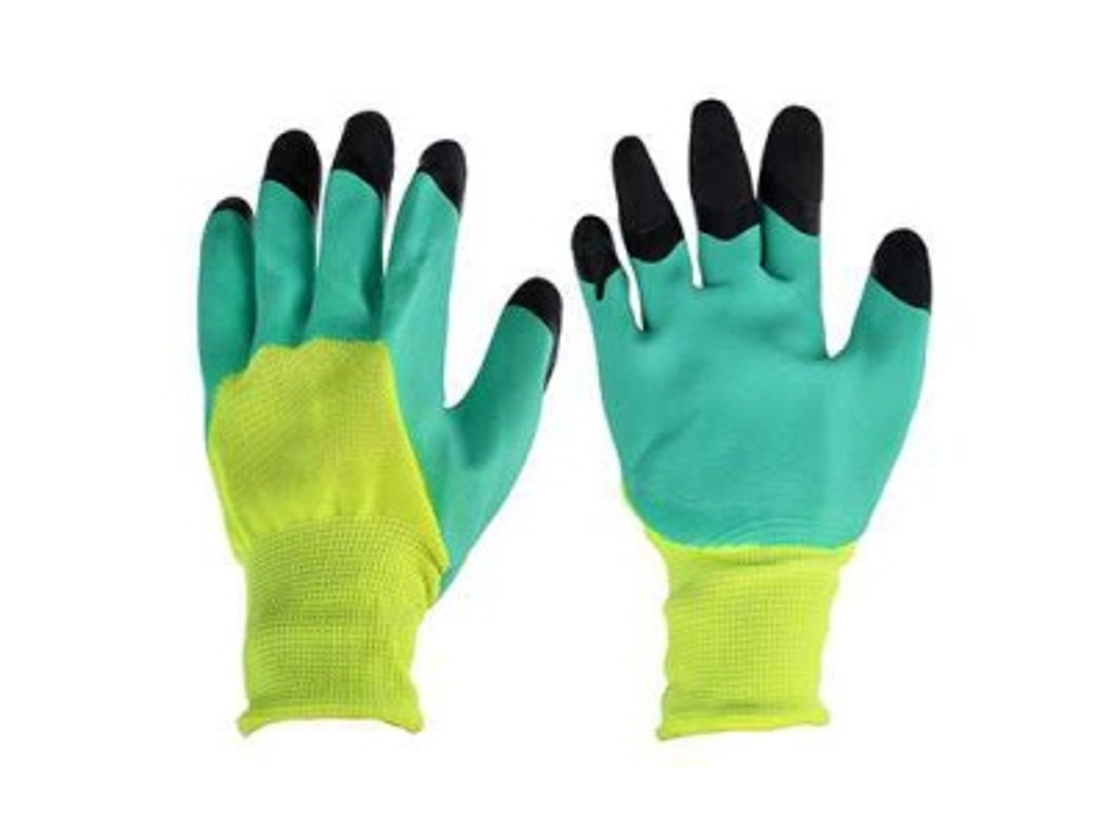 Перчатки нейлоновые "Черный Пальчик" полный облив Зеленые вспененный № 160 (уп-12шт)