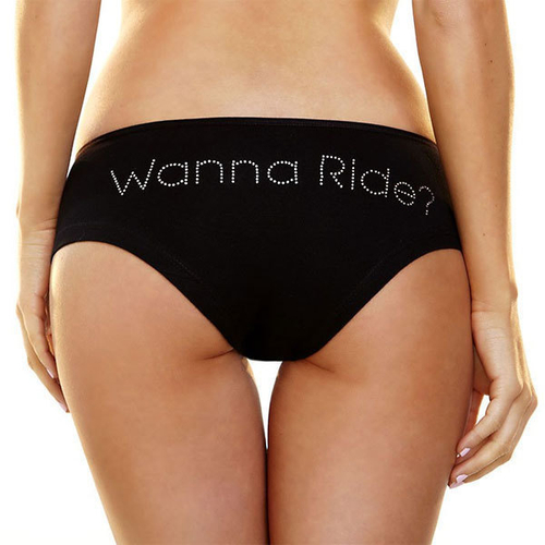 Трусики-слип с надписью Wanna Ride?