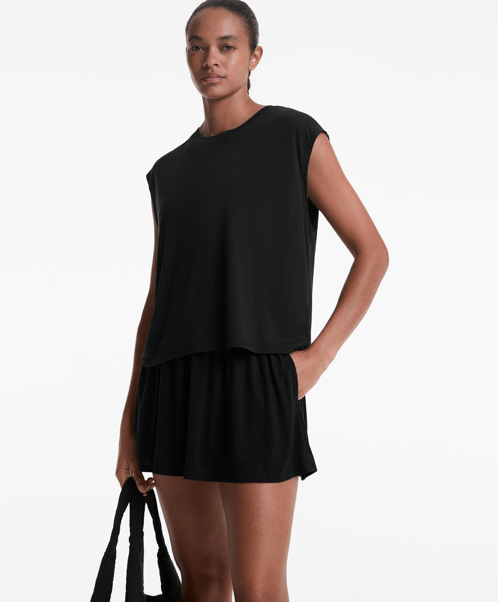 Oysho Шорты широкие с модалом, черный