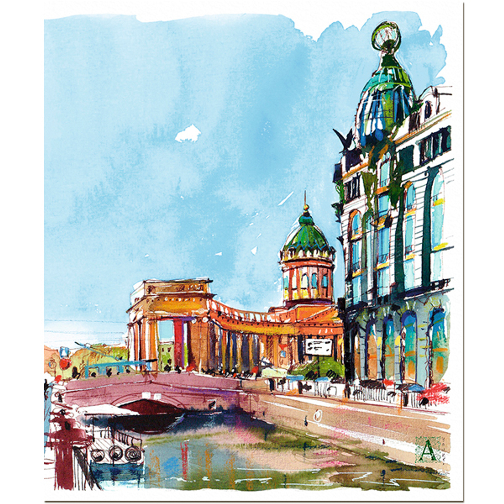 Тетрадь общая 48 листов на скрепке "Питерские скетчи"