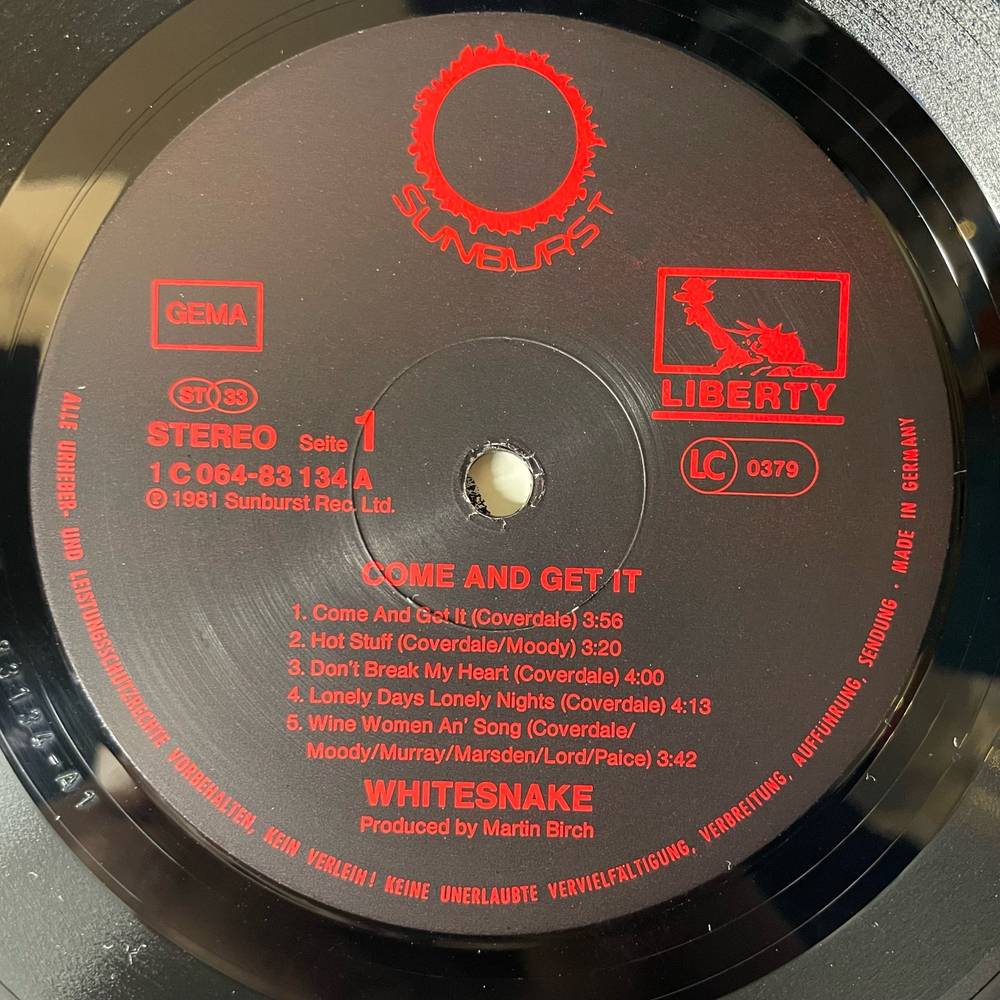 Винтажная виниловая пластинка LP Whitesnake Come An Get It (Германия 1981)